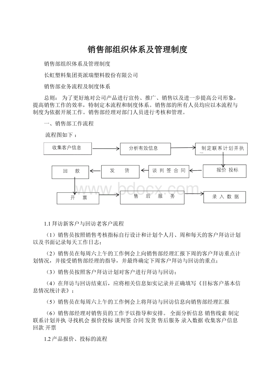 销售部组织体系及管理制度文档格式.docx