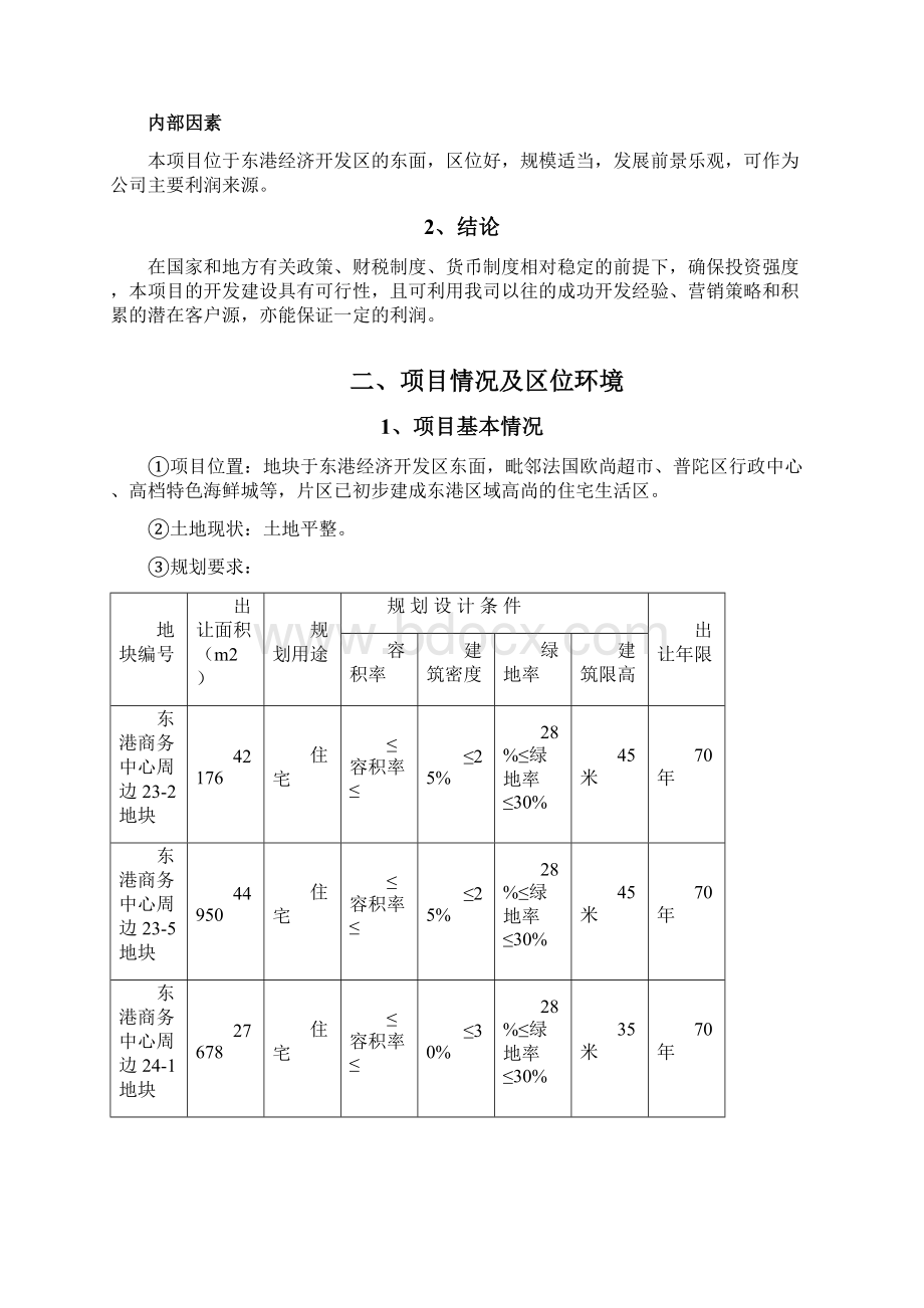 舟山市房地产东港市民中心六幅地块项目投资可行性报告Word格式.docx_第2页