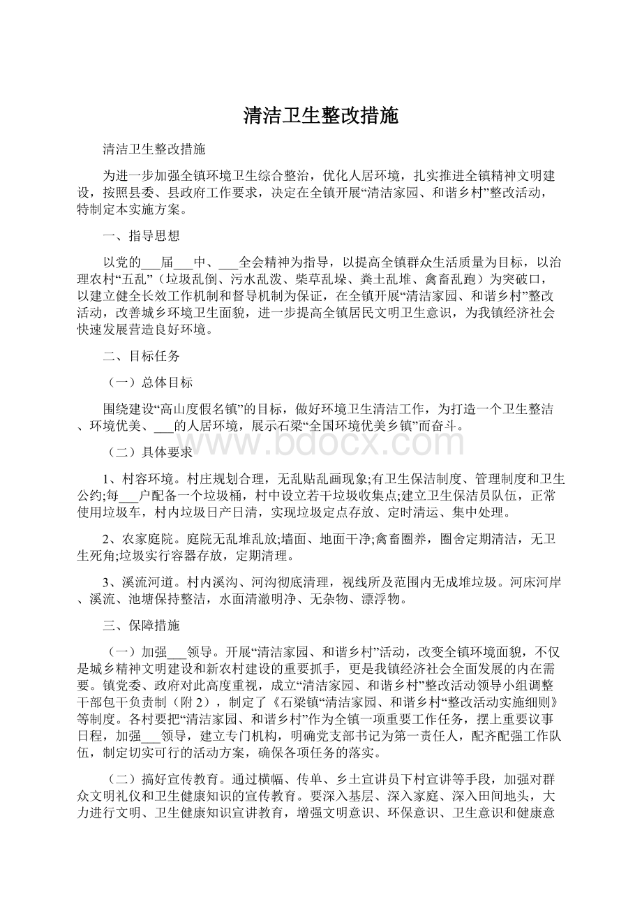 清洁卫生整改措施.docx