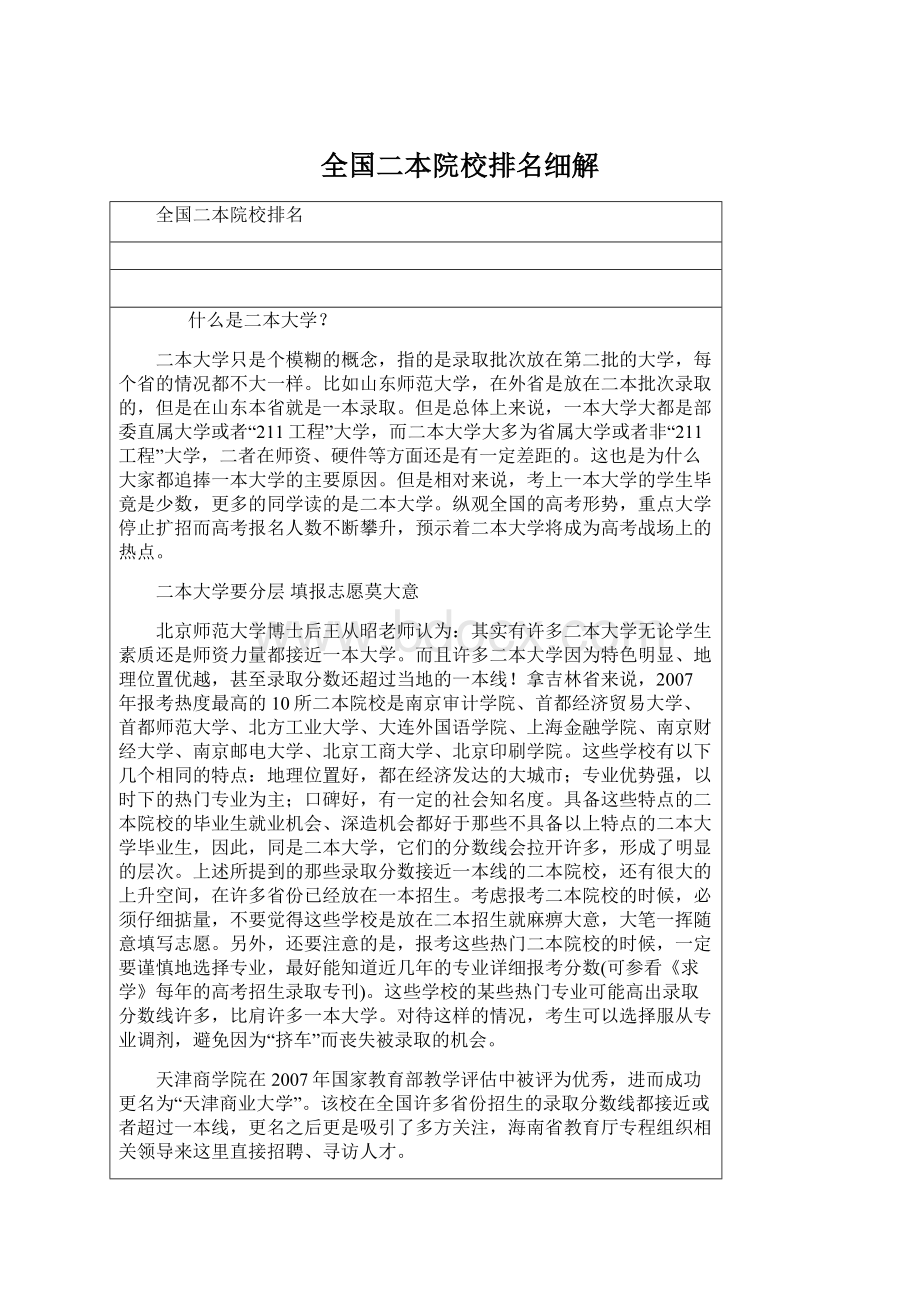 全国二本院校排名细解Word文档格式.docx_第1页