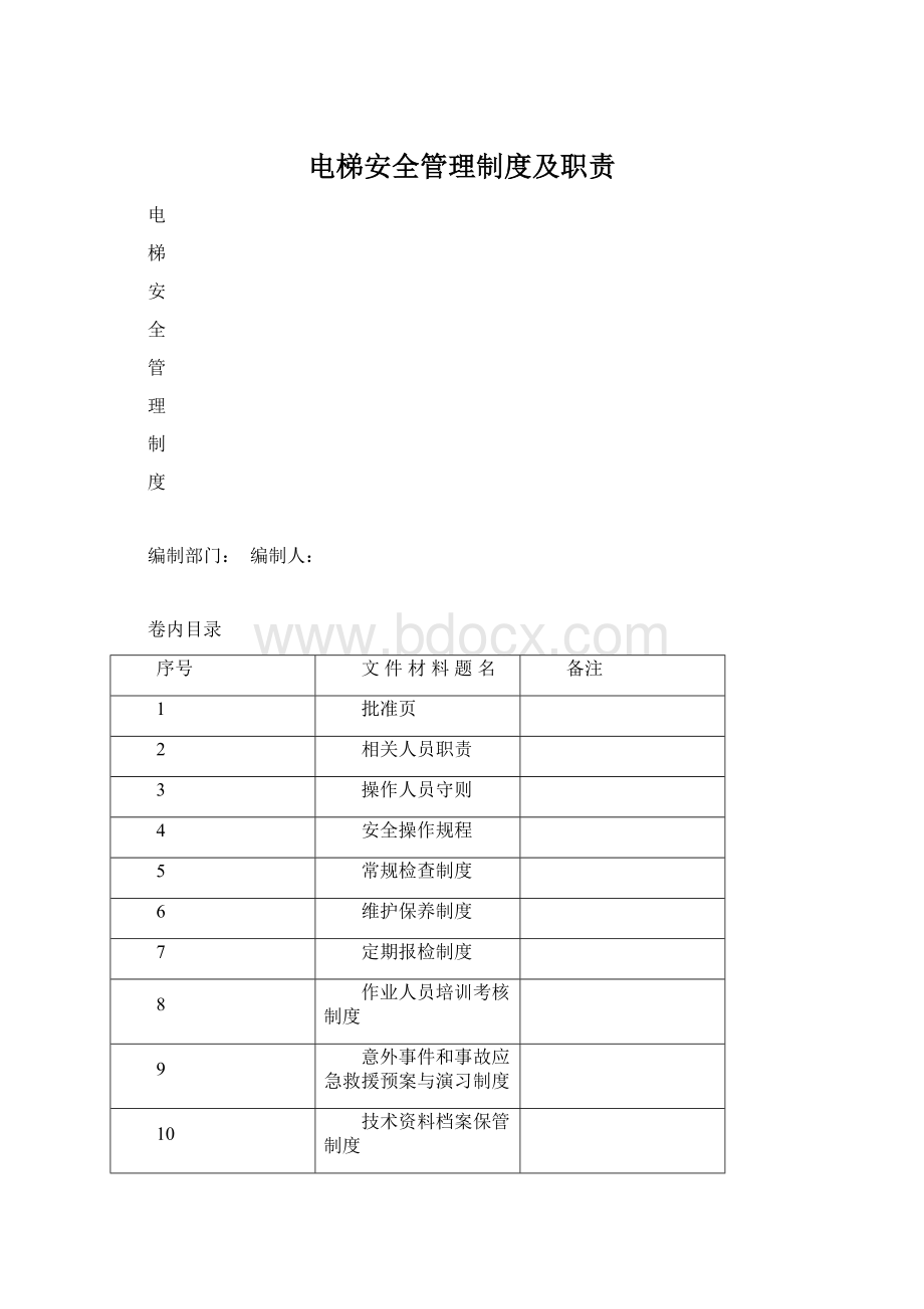 电梯安全管理制度及职责Word文件下载.docx_第1页