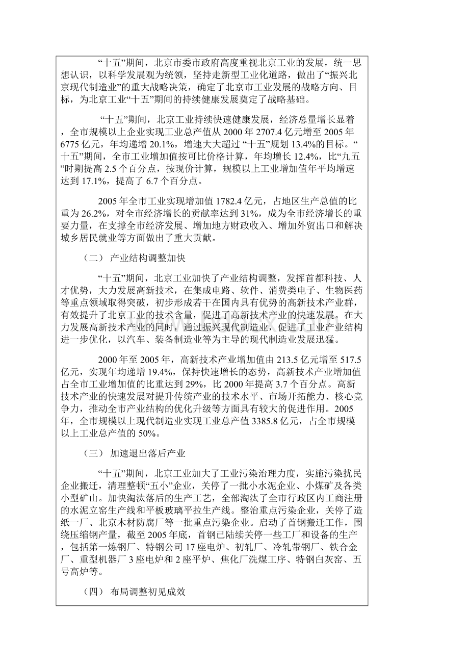 北京市十一五时期工业发展规划.docx_第2页