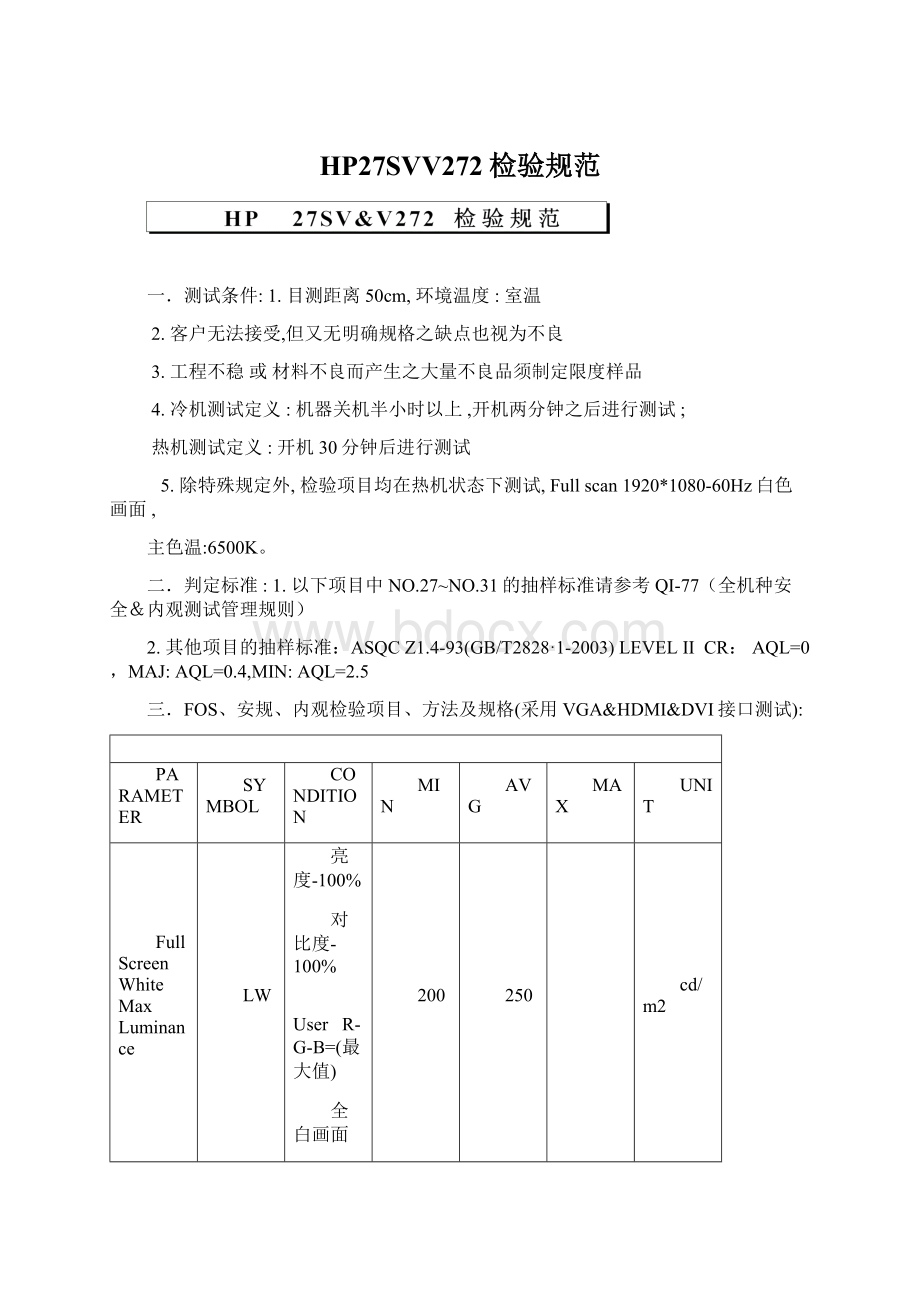 HP27SVV272检验规范.docx_第1页