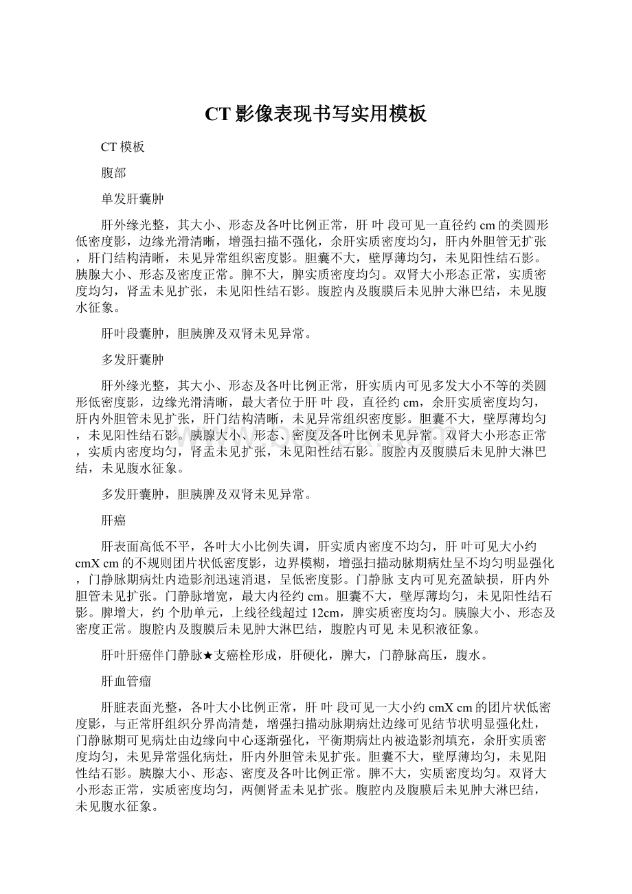 CT影像表现书写实用模板.docx_第1页