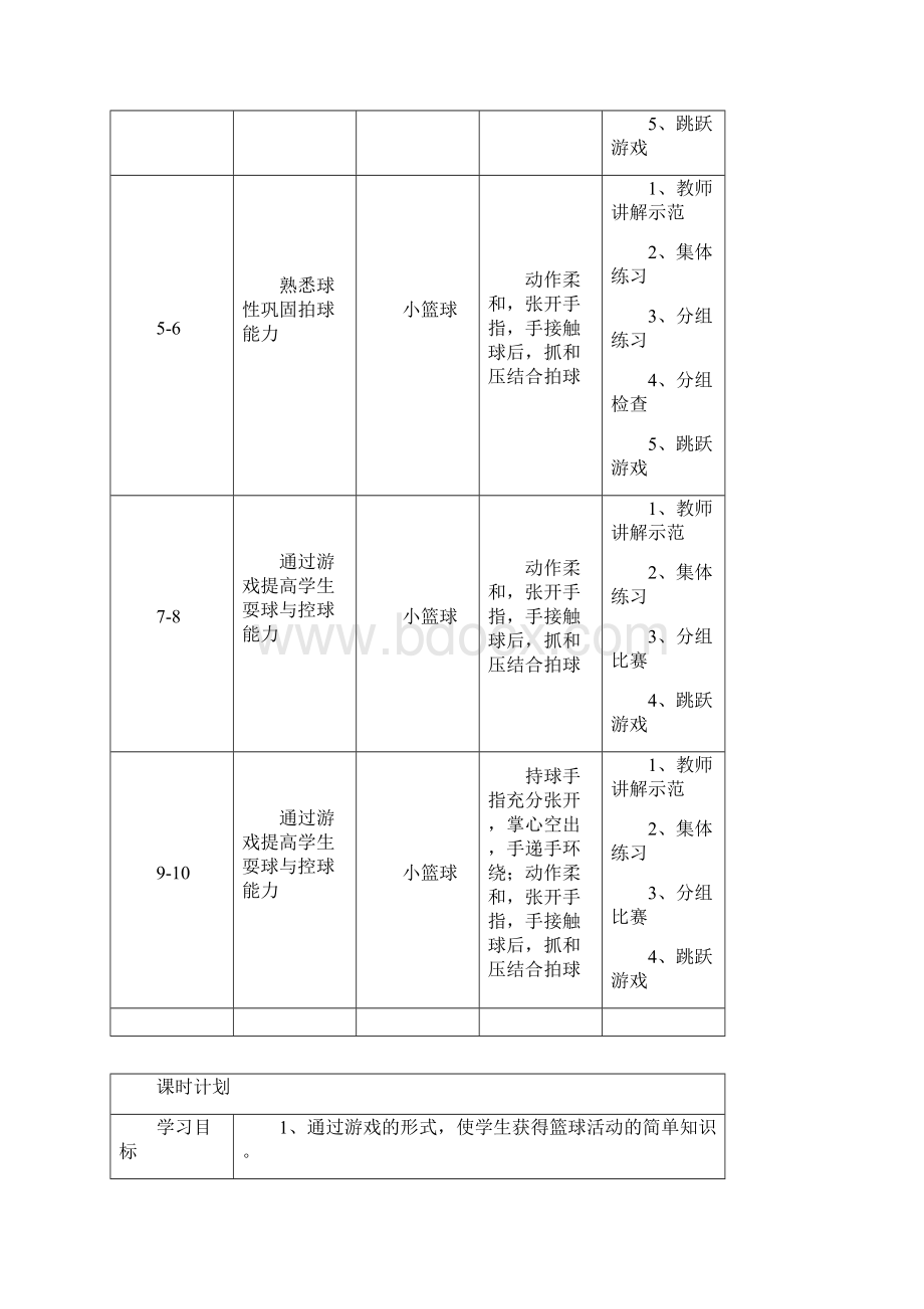 单元教学计划小篮球游戏67Word文件下载.docx_第2页