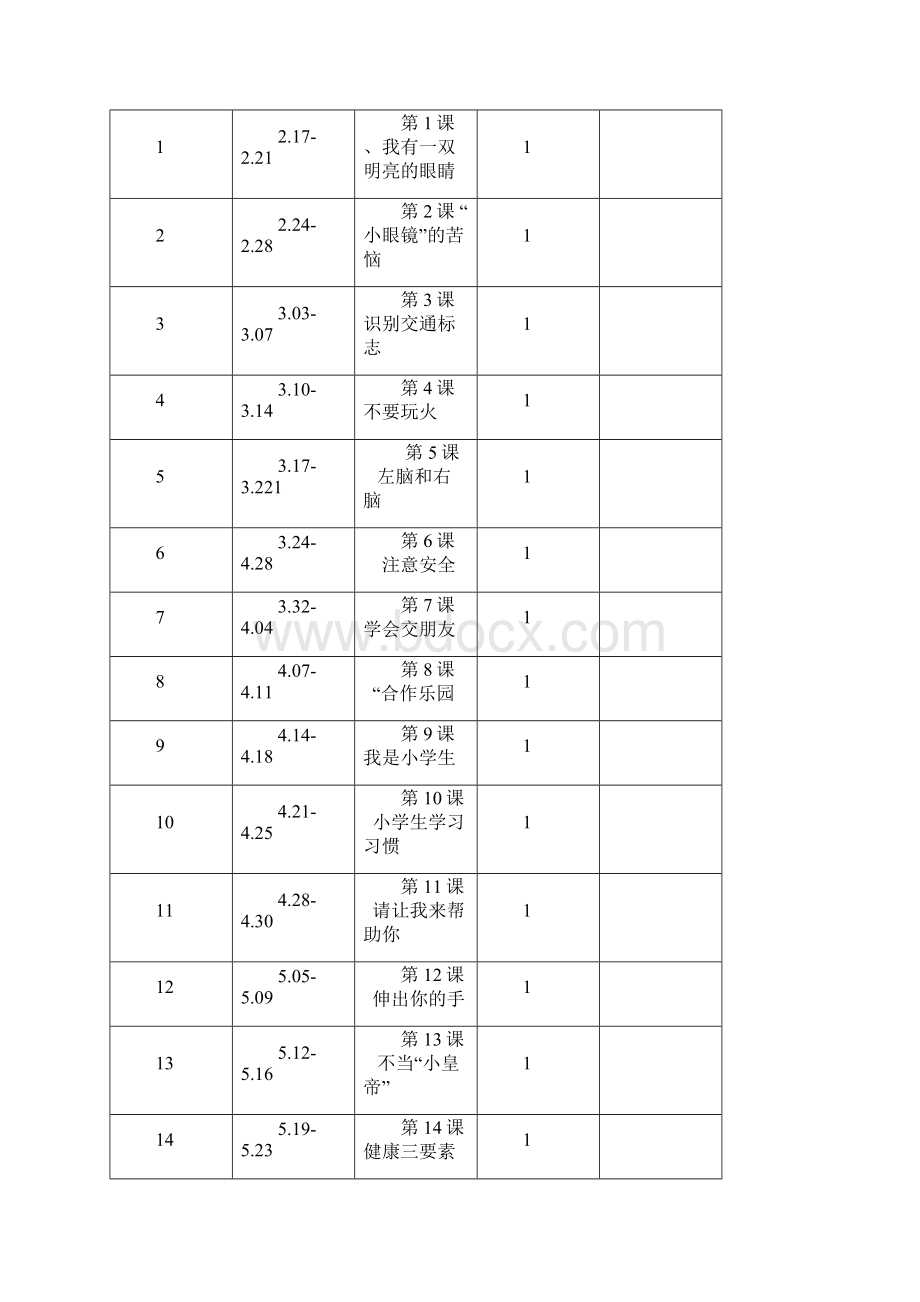 最新二年级下册健康教育教学计划教案.docx_第3页