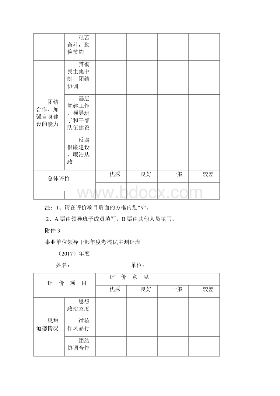 事业单位领导干部年考核民主测评表.docx_第3页