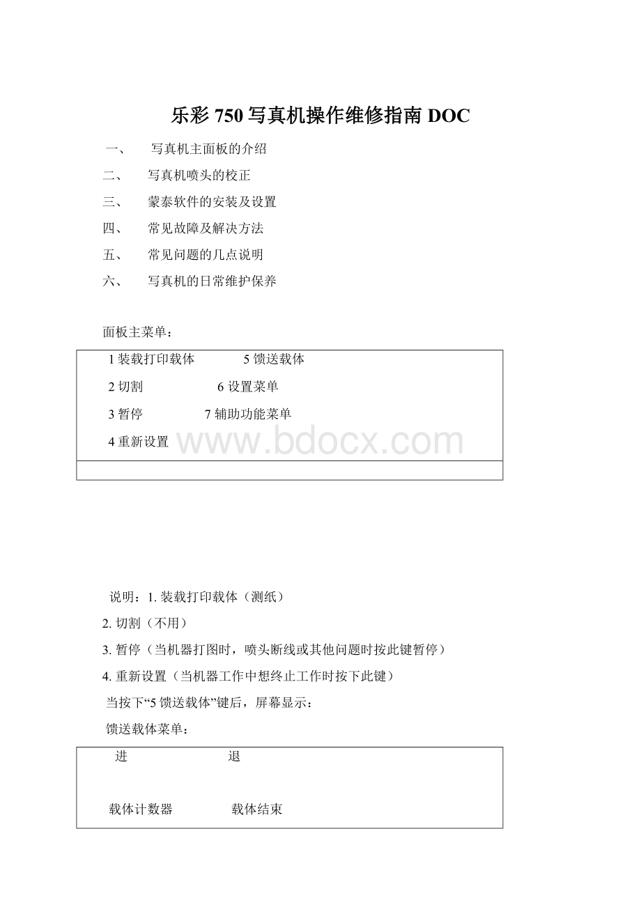 乐彩750写真机操作维修指南DOCWord文件下载.docx