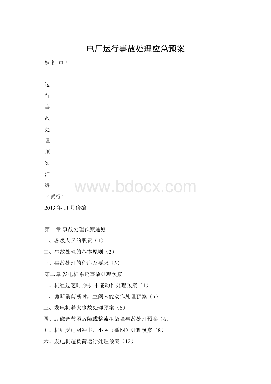 电厂运行事故处理应急预案Word格式文档下载.docx