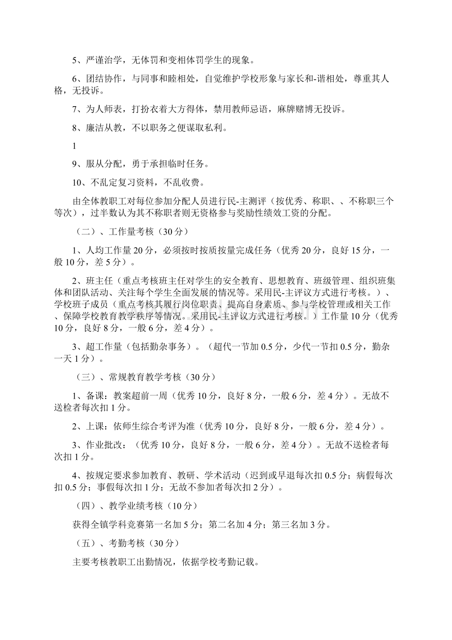 小学学校教师绩效工资制度Word格式文档下载.docx_第2页