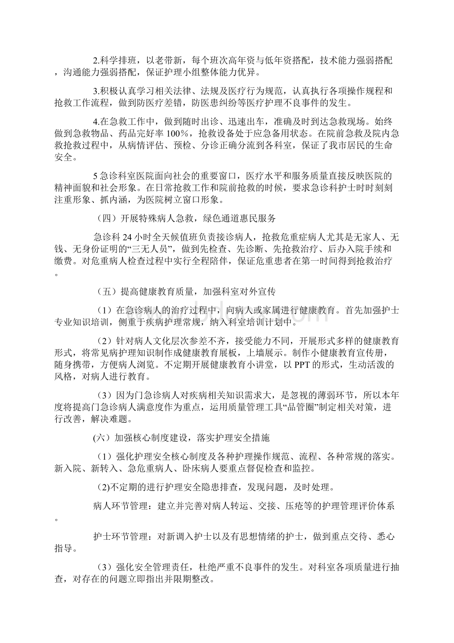 急诊科优质护理工作计划docWord文档下载推荐.docx_第2页