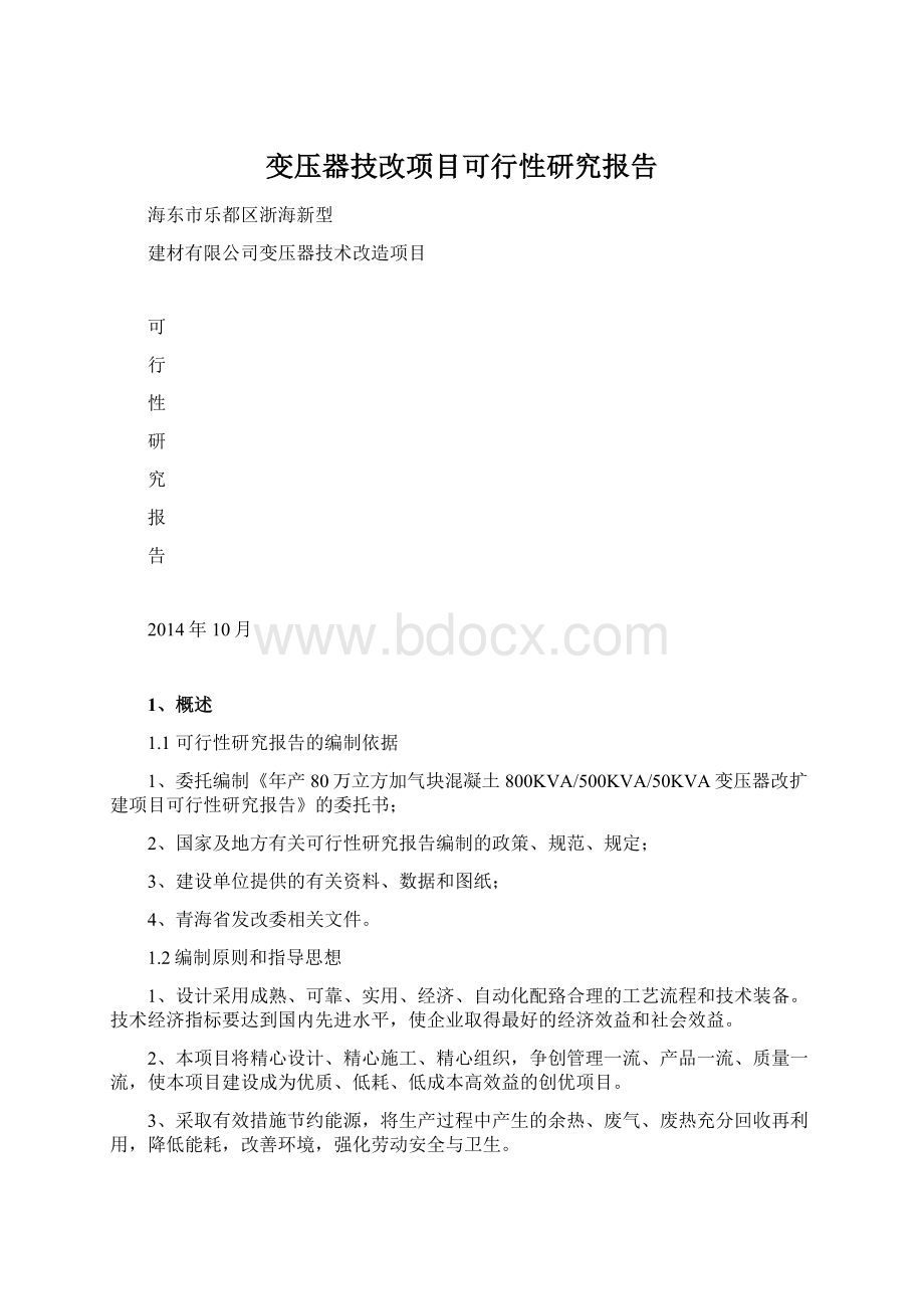 变压器技改项目可行性研究报告.docx_第1页