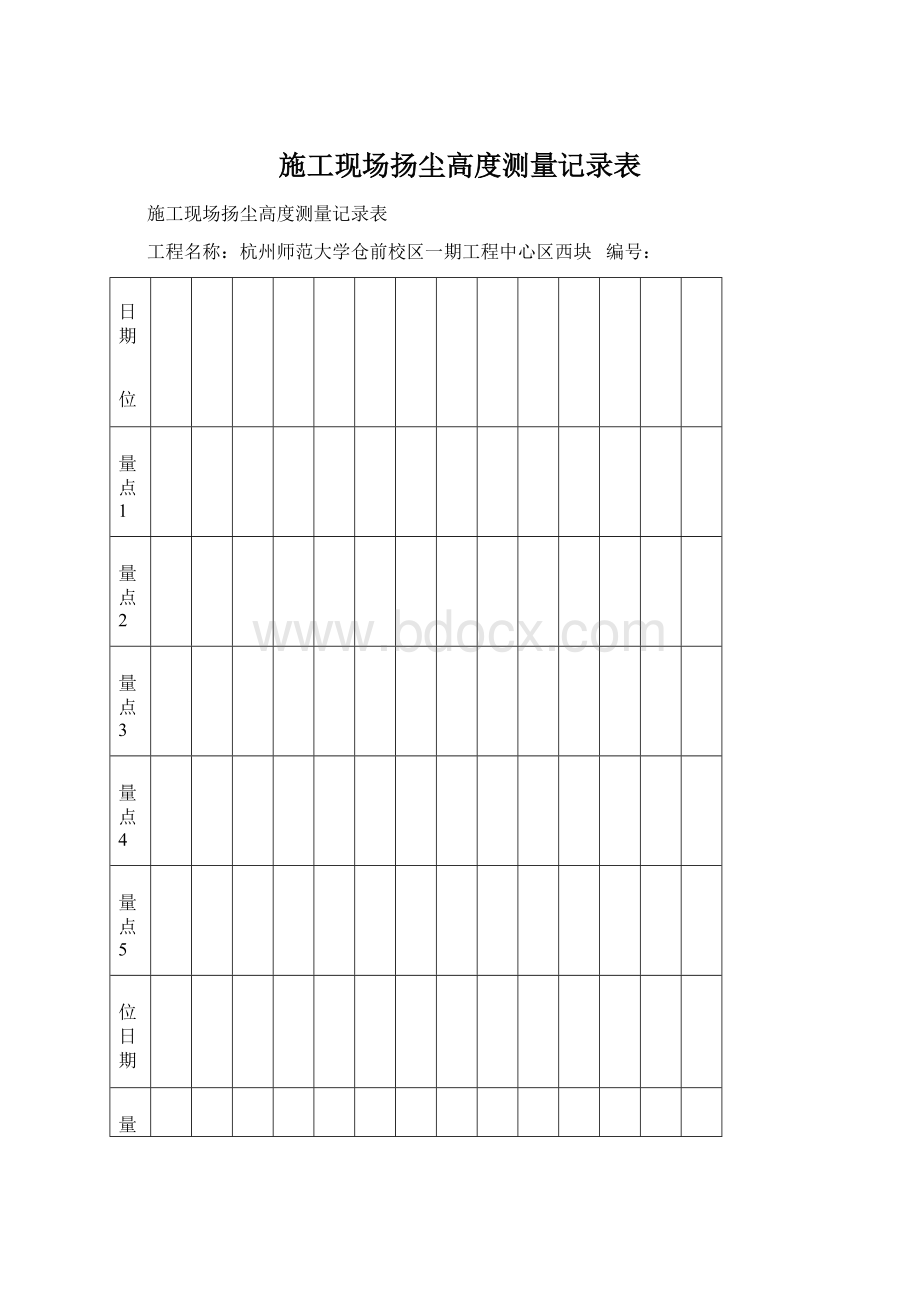 施工现场扬尘高度测量记录表文档格式.docx