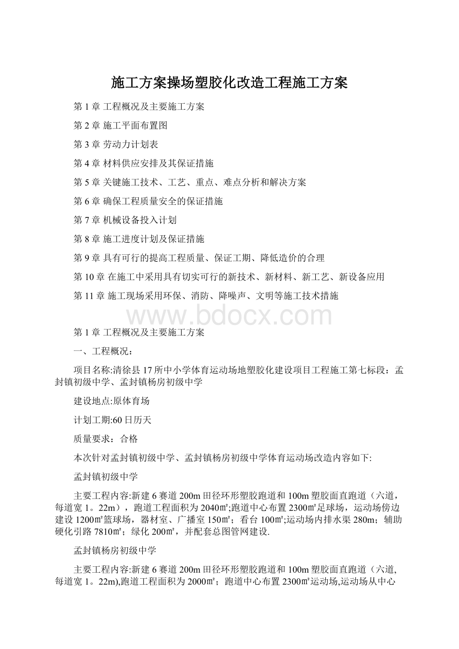 施工方案操场塑胶化改造工程施工方案.docx_第1页