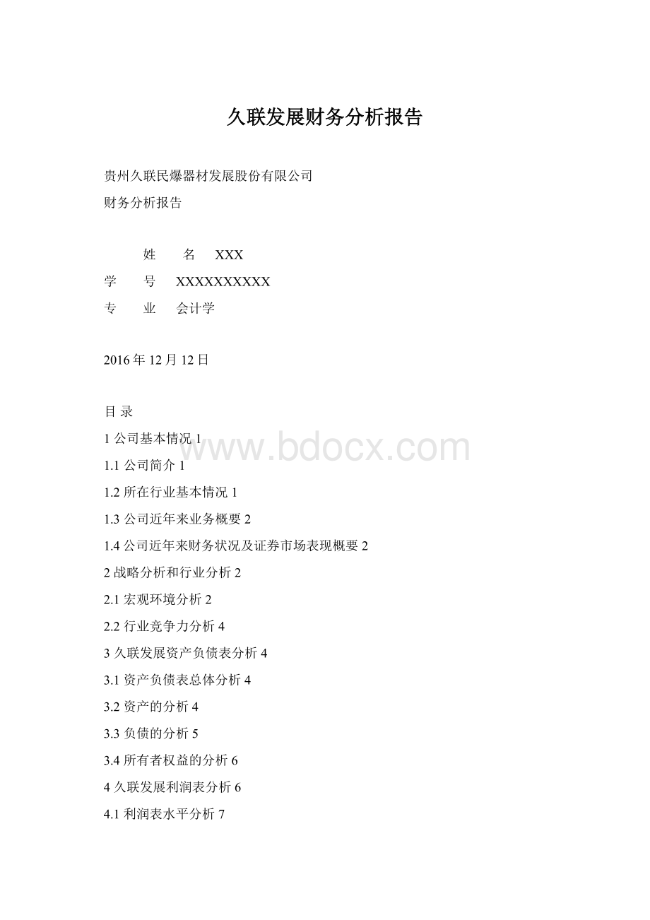 久联发展财务分析报告文档格式.docx_第1页