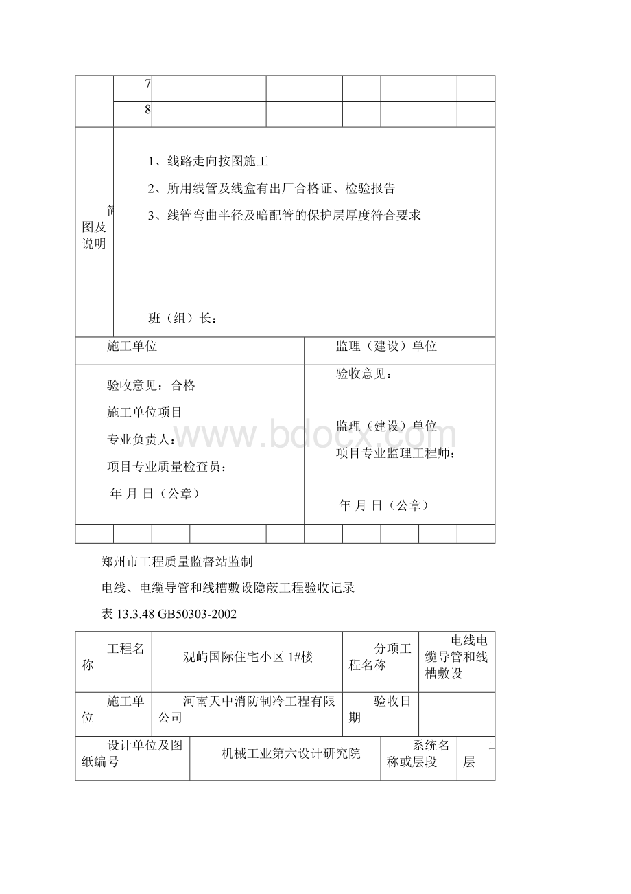 48电线电缆穿管和线槽敷设隐蔽工程验收记录Word格式文档下载.docx_第3页