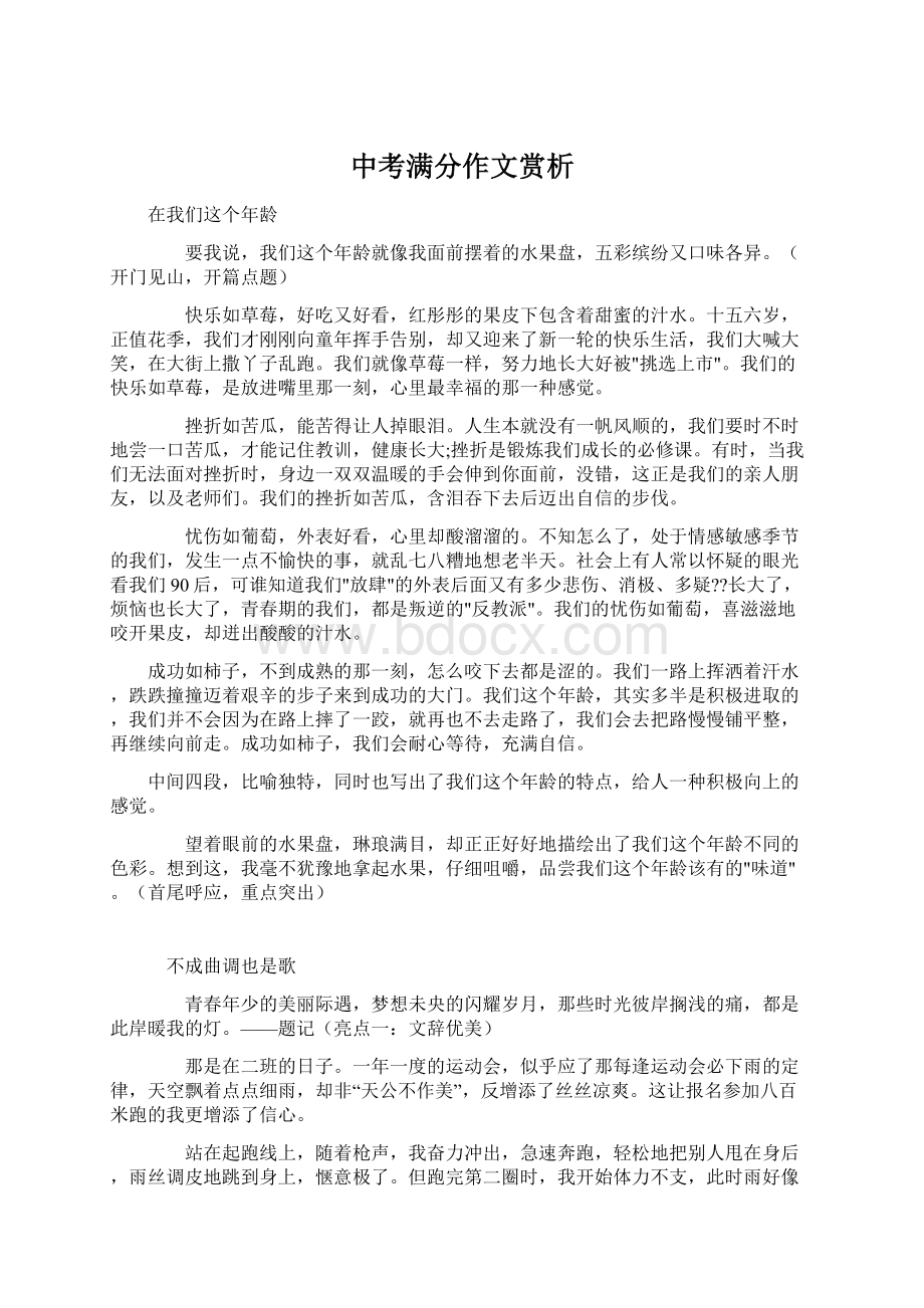 中考满分作文赏析.docx_第1页