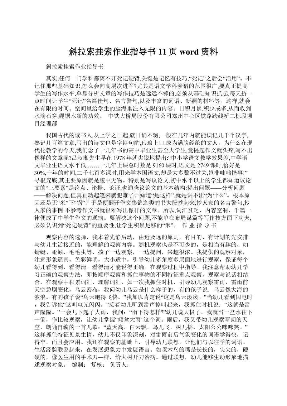 斜拉索挂索作业指导书11页word资料.docx_第1页