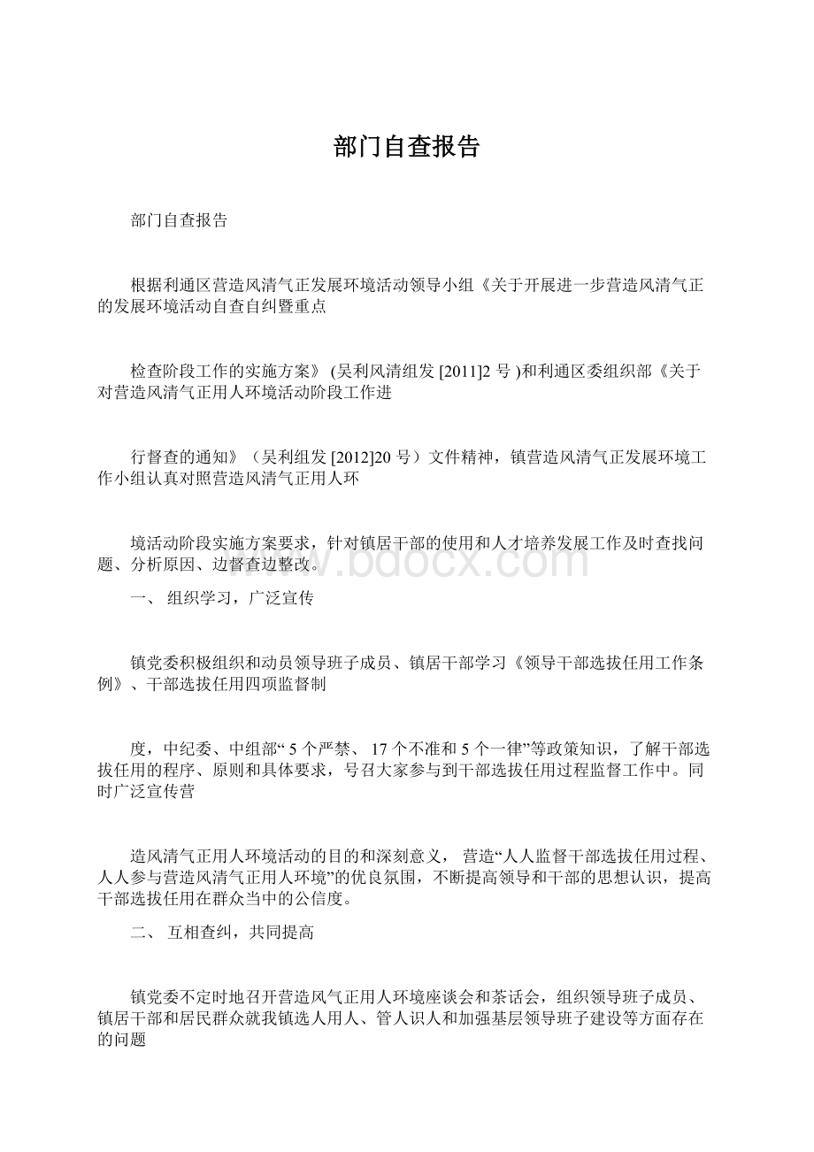 部门自查报告.docx_第1页