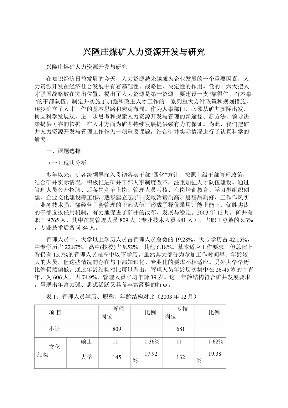 兴隆庄煤矿人力资源开发与研究.docx_第1页