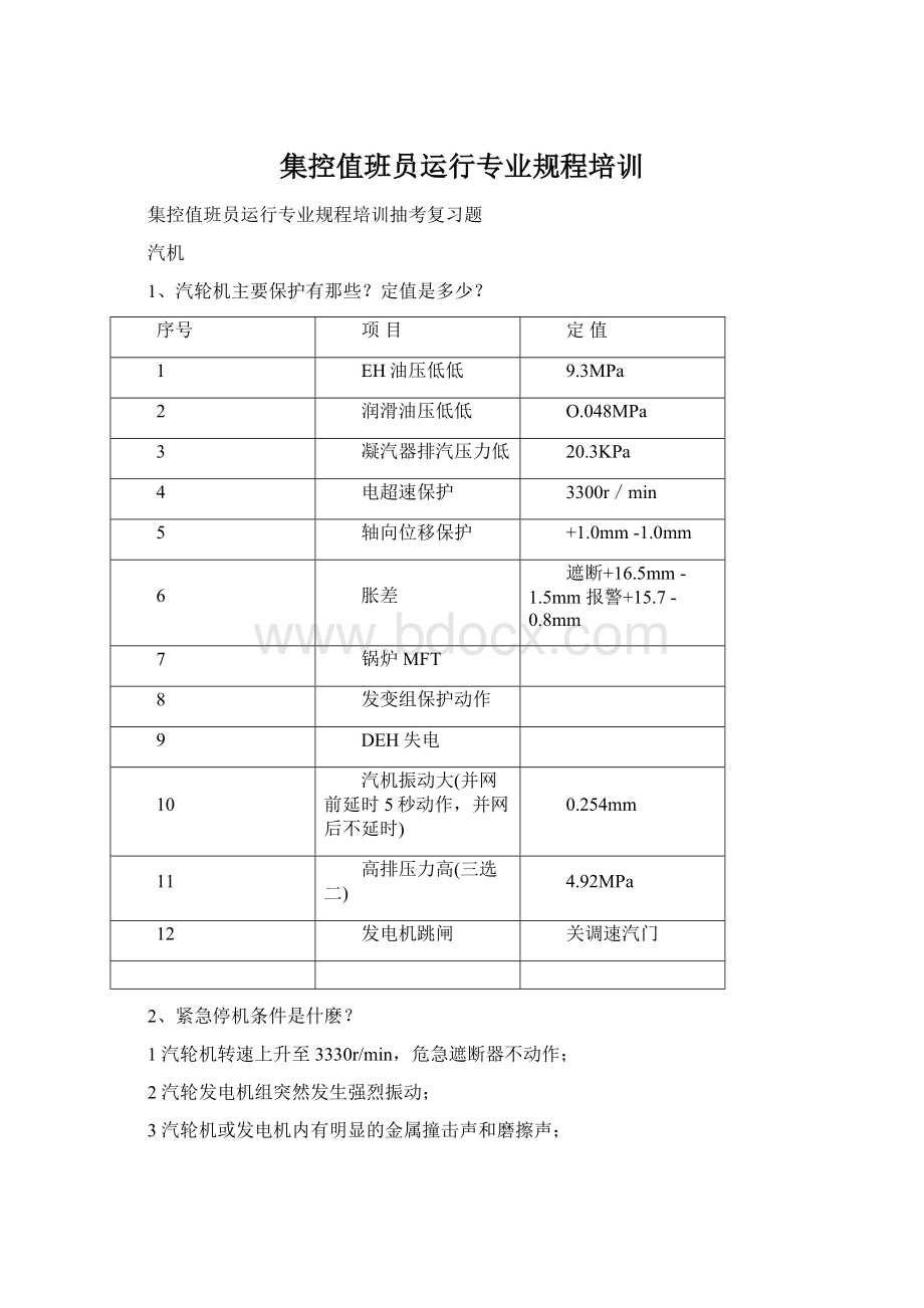 集控值班员运行专业规程培训Word格式文档下载.docx_第1页