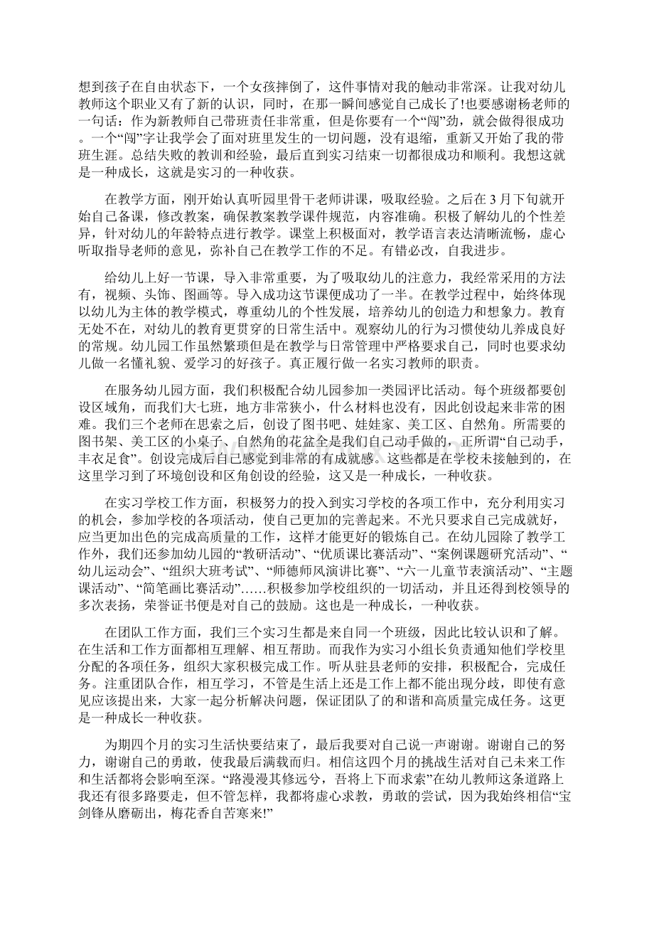 大学生幼儿教师顶岗实习报告.docx_第2页