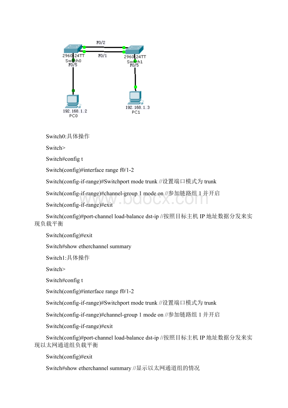 数据通信实验四 交换机链路聚合配置实验Word格式文档下载.docx_第3页