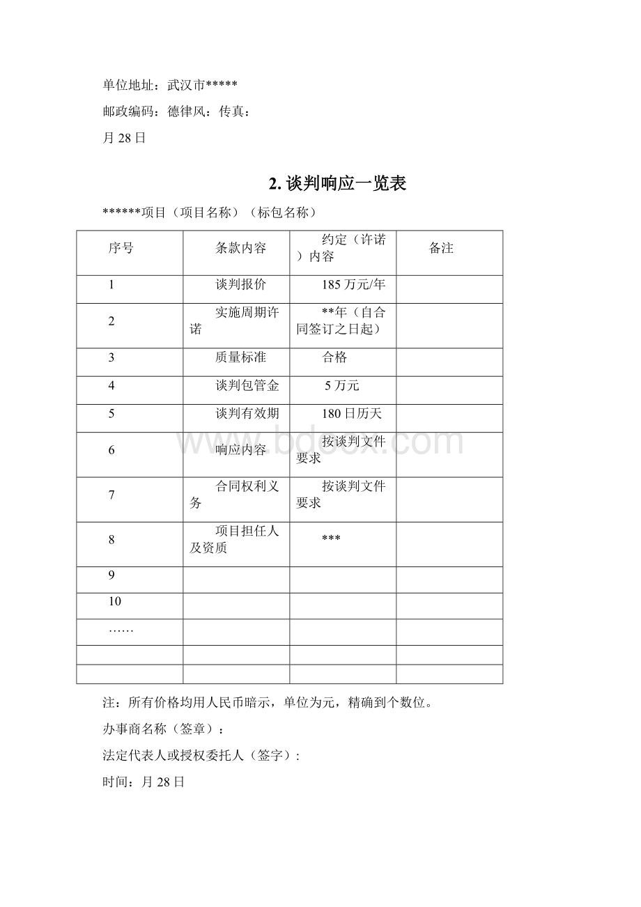 竞争性谈判响应文件范本Word文档下载推荐.docx_第2页