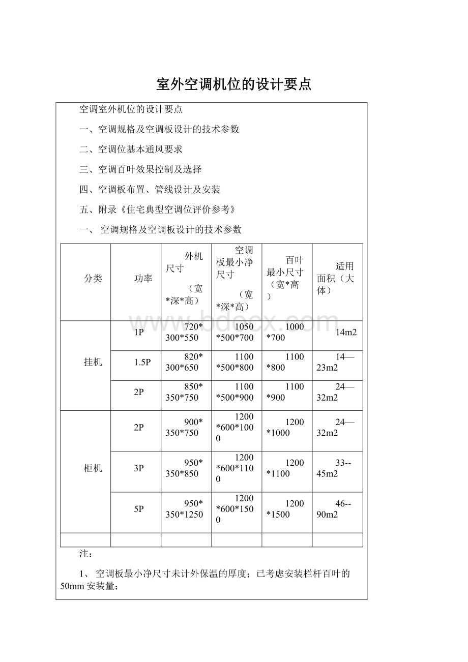 室外空调机位的设计要点Word文档下载推荐.docx