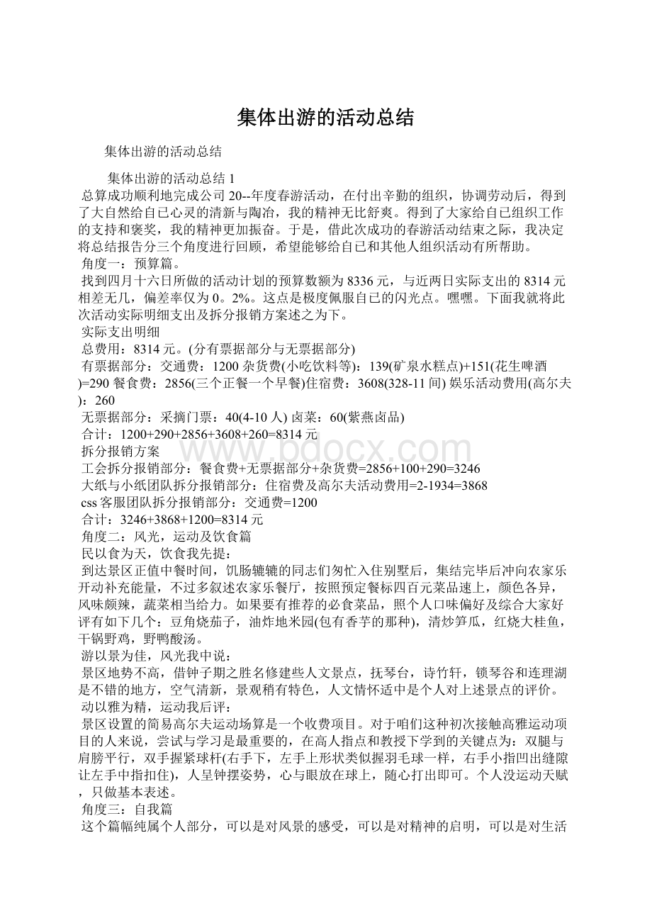 集体出游的活动总结Word文件下载.docx