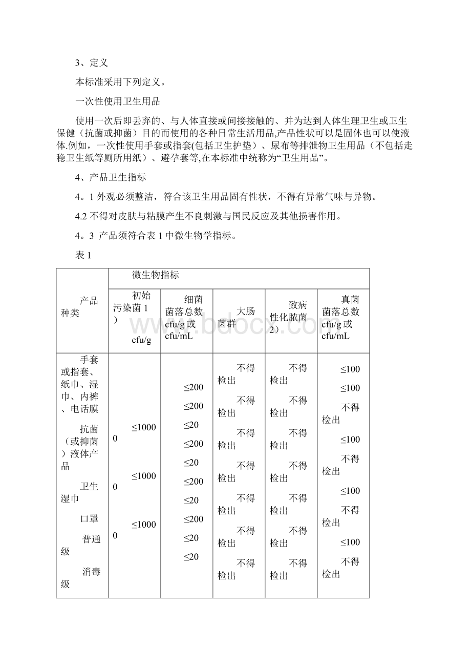 一次性使用卫生用品卫生标准Word文档下载推荐.docx_第2页