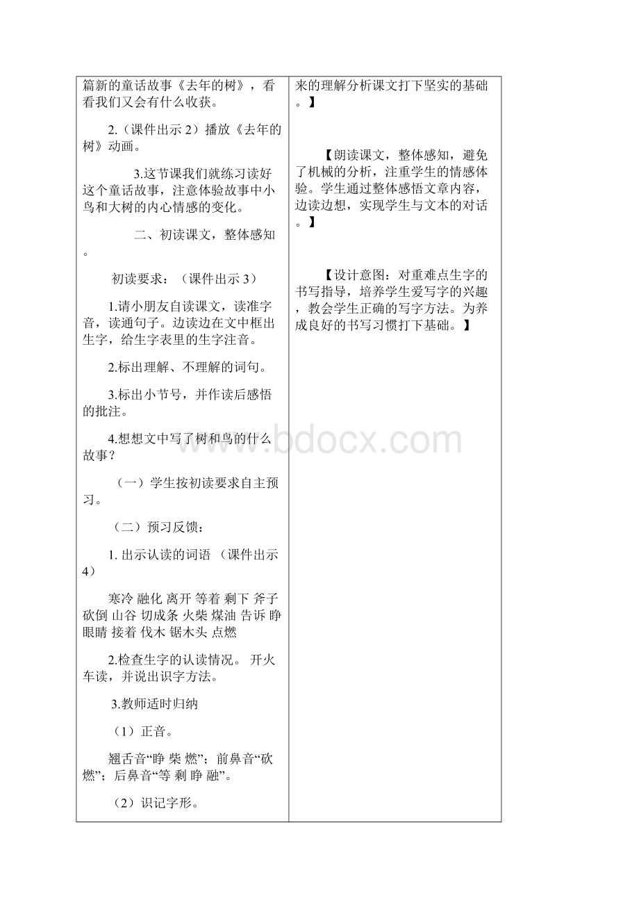 人教部编版统编版三年级语文上册8 去年的树 教学设计含课堂作业及答案.docx_第2页