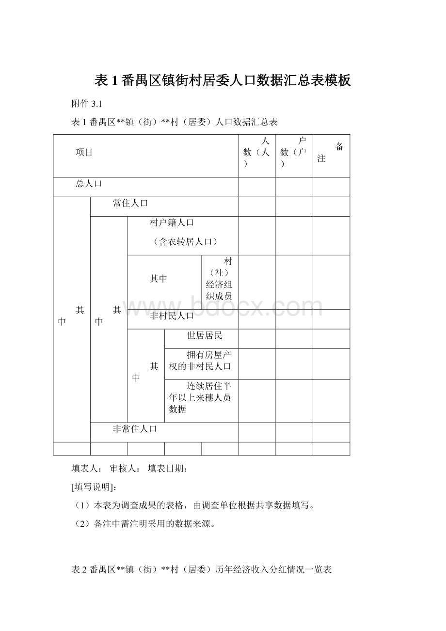 表1番禺区镇街村居委人口数据汇总表模板.docx_第1页