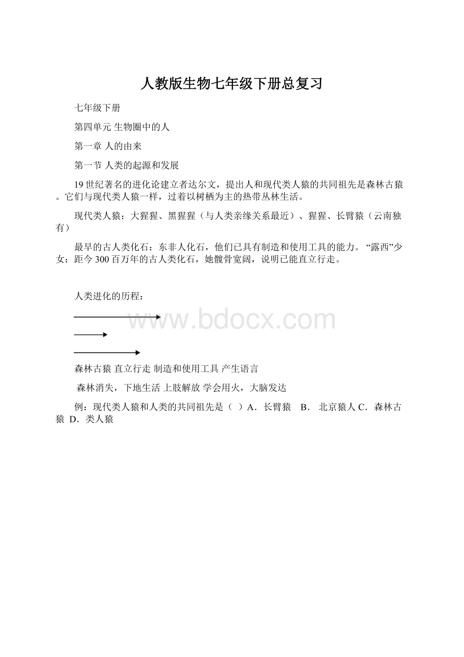 人教版生物七年级下册总复习.docx_第1页