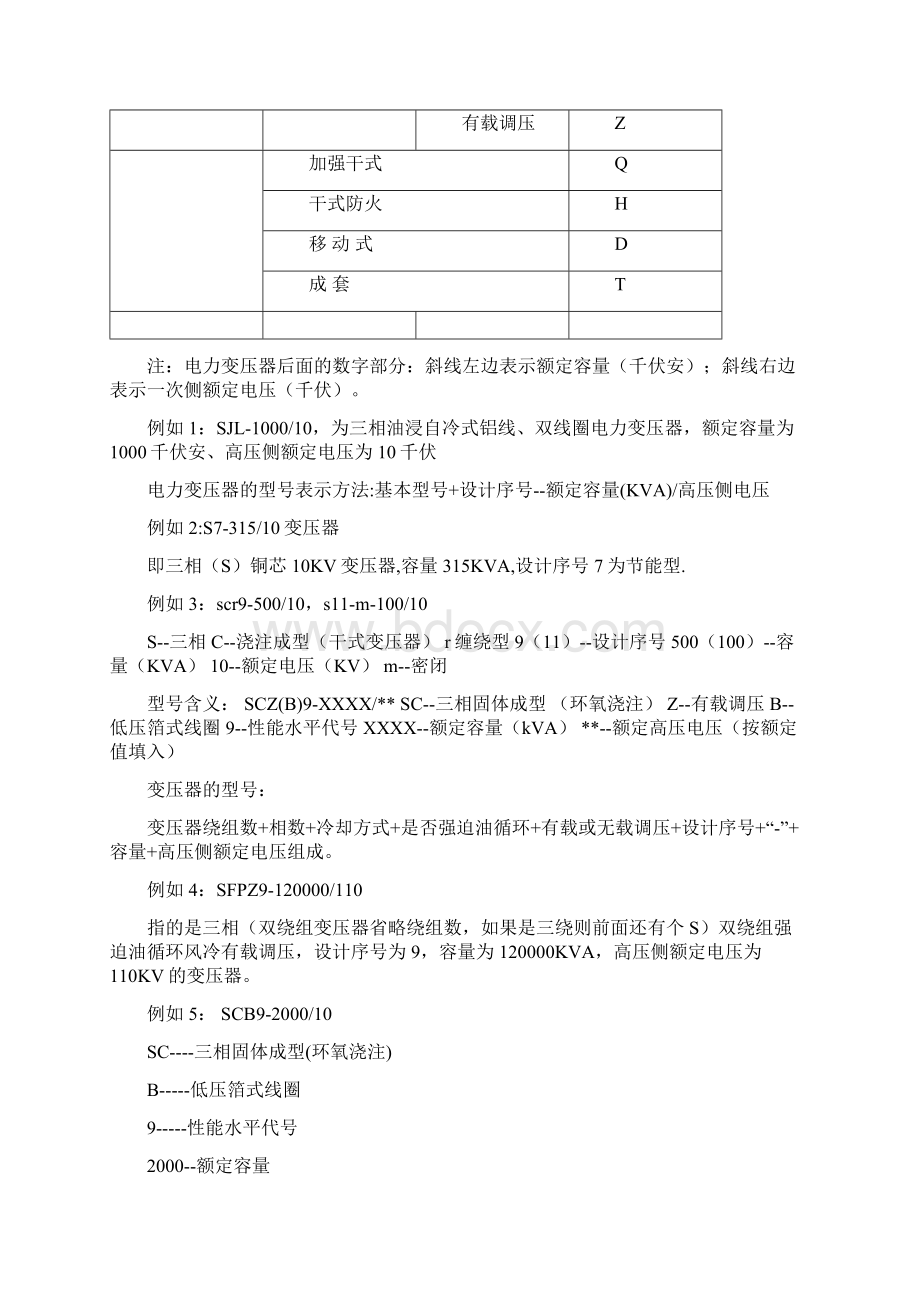 电力变压器基本型号及参数知识文档格式.docx_第3页