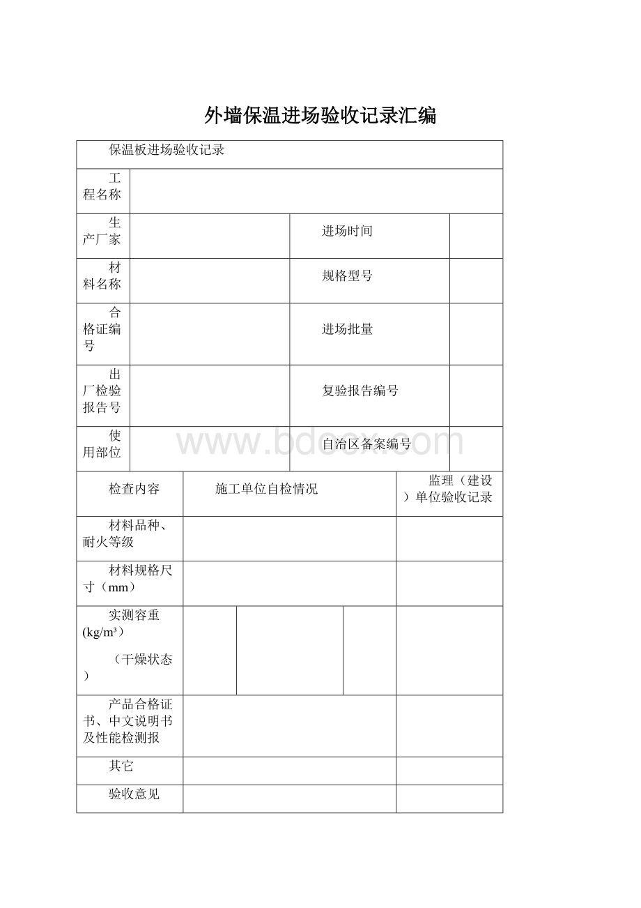 外墙保温进场验收记录汇编Word文件下载.docx