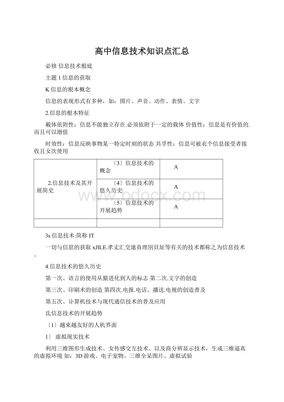 高中信息技术知识点汇总.docx_第1页