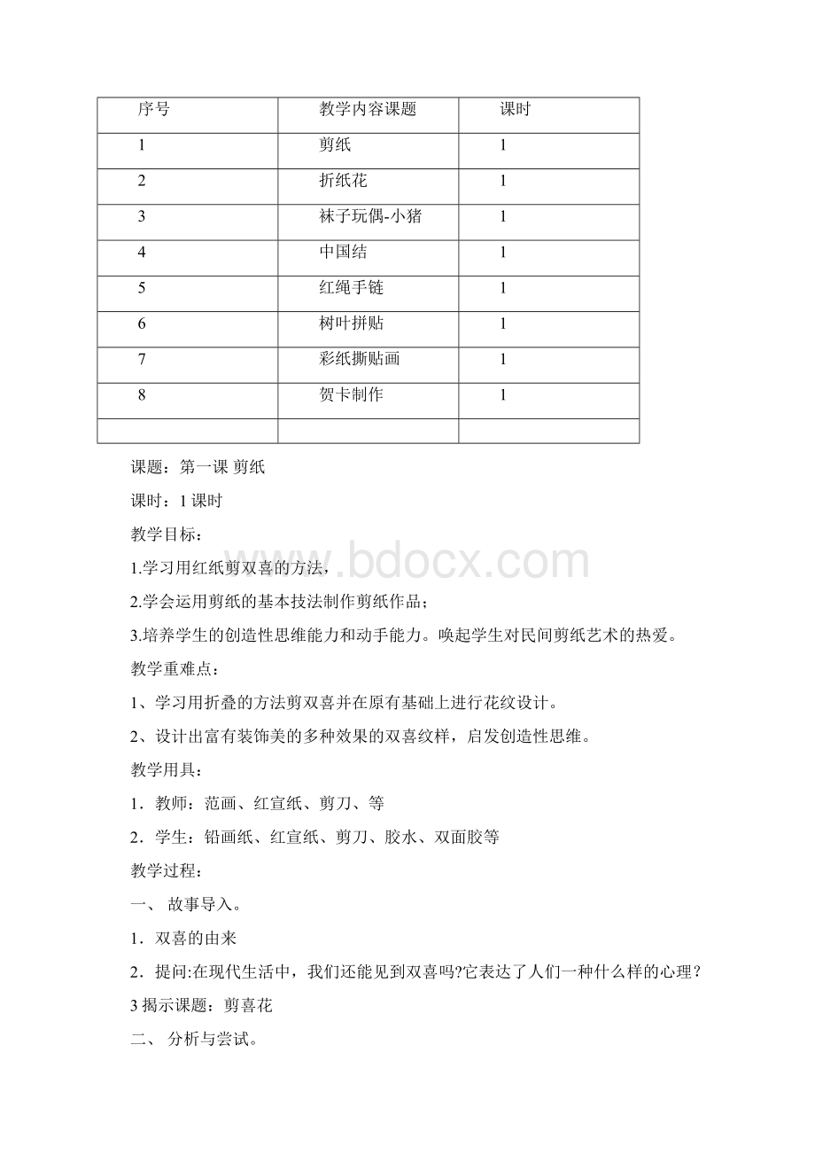 小学手工课教学计划与教案课程.docx_第2页