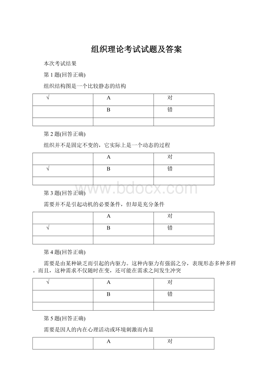 组织理论考试试题及答案Word格式.docx_第1页