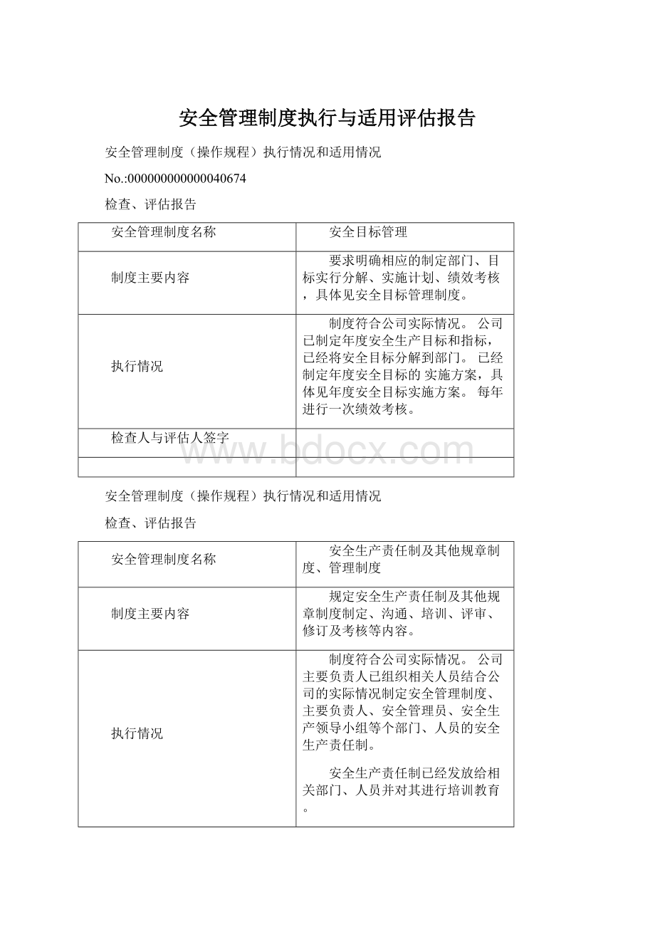 安全管理制度执行与适用评估报告Word格式文档下载.docx