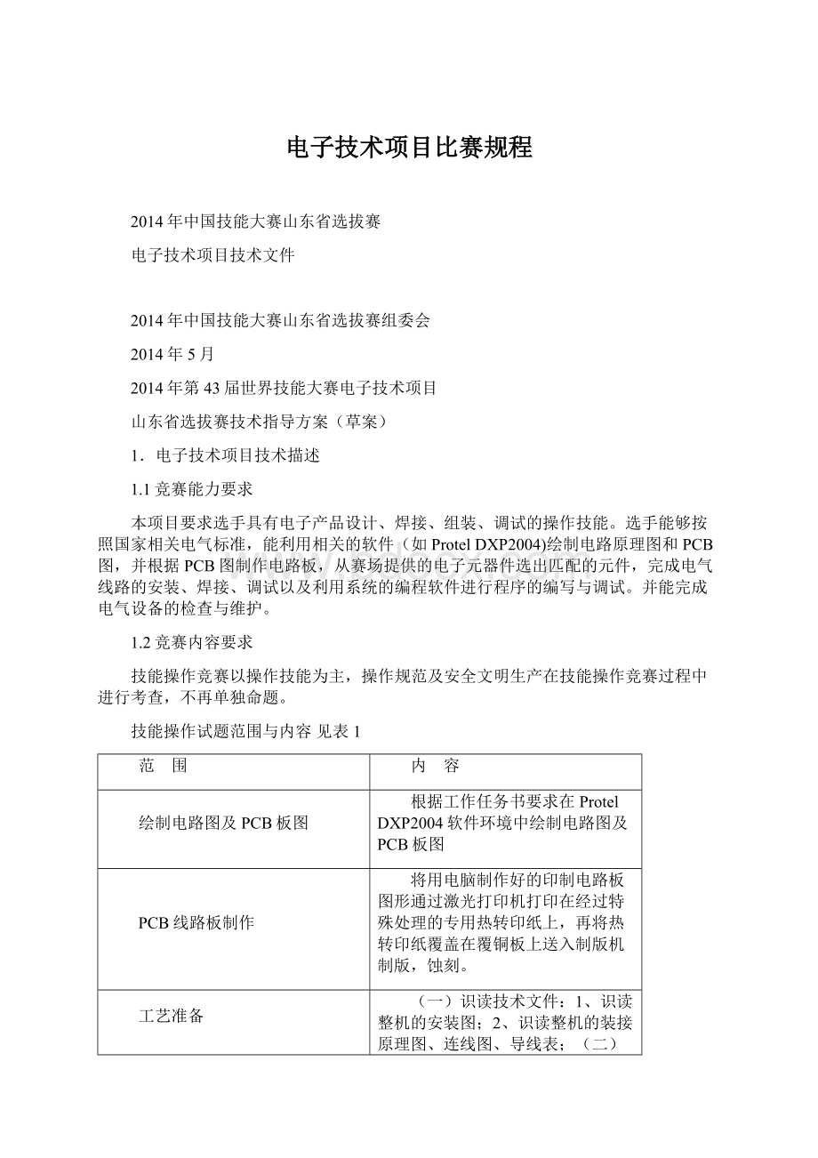 电子技术项目比赛规程文档格式.docx_第1页