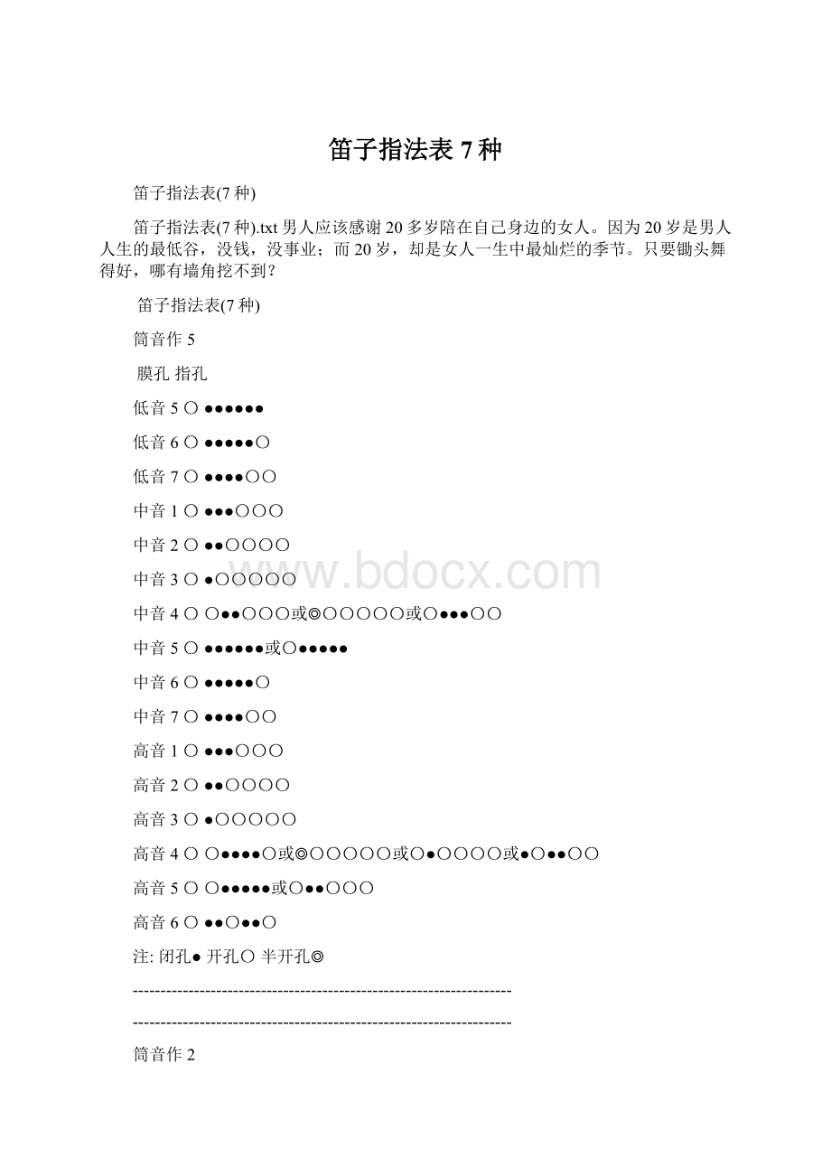 笛子指法表7种Word下载.docx