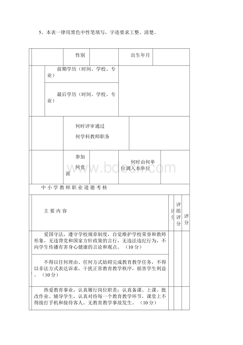 太原市中小学教师岗位职责考核表.docx_第2页