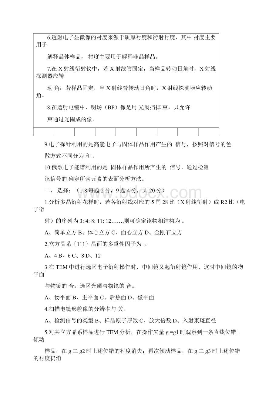 材料分析方法试题及答案西安理工大学.docx_第2页