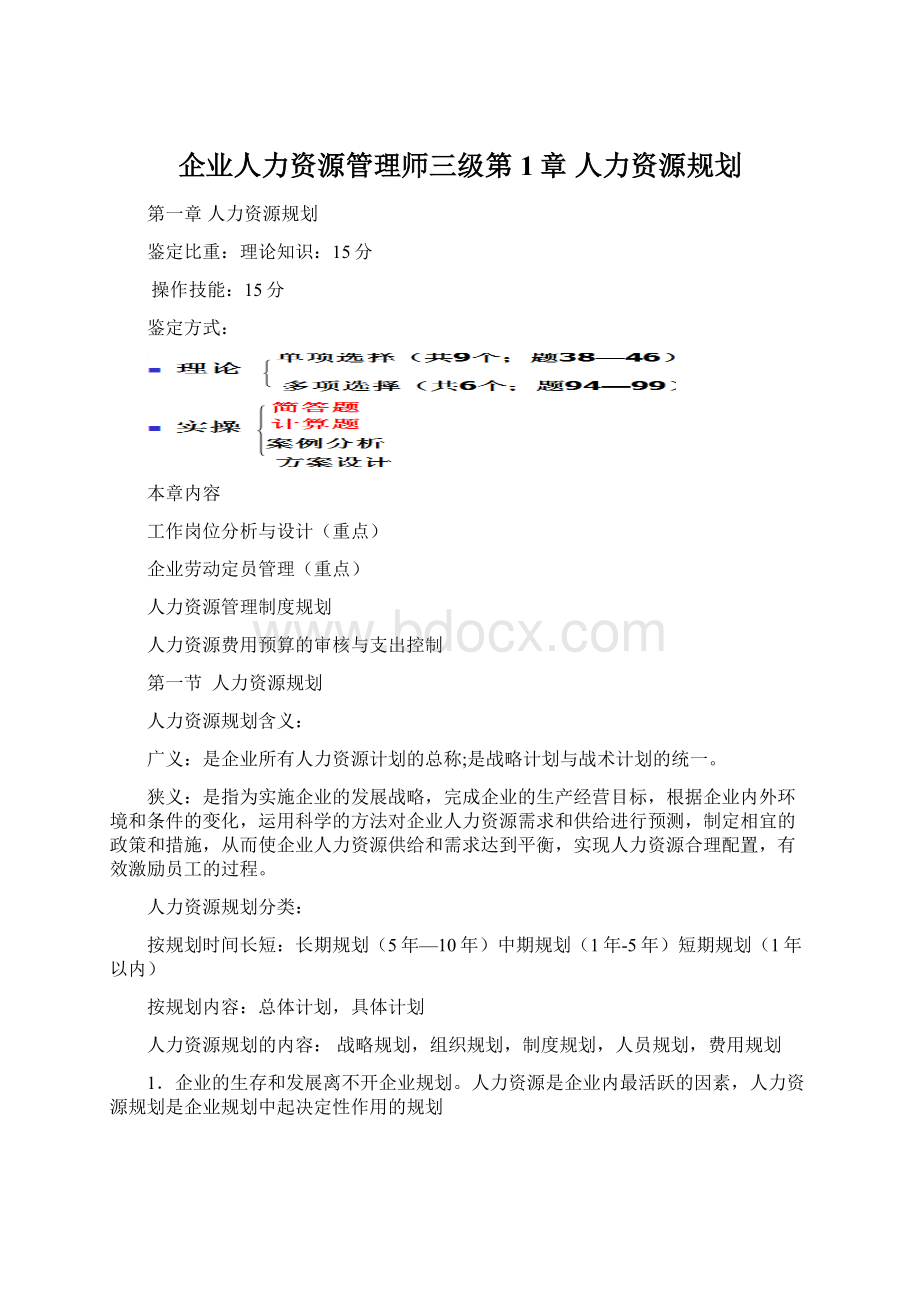 企业人力资源管理师三级第1章 人力资源规划.docx_第1页