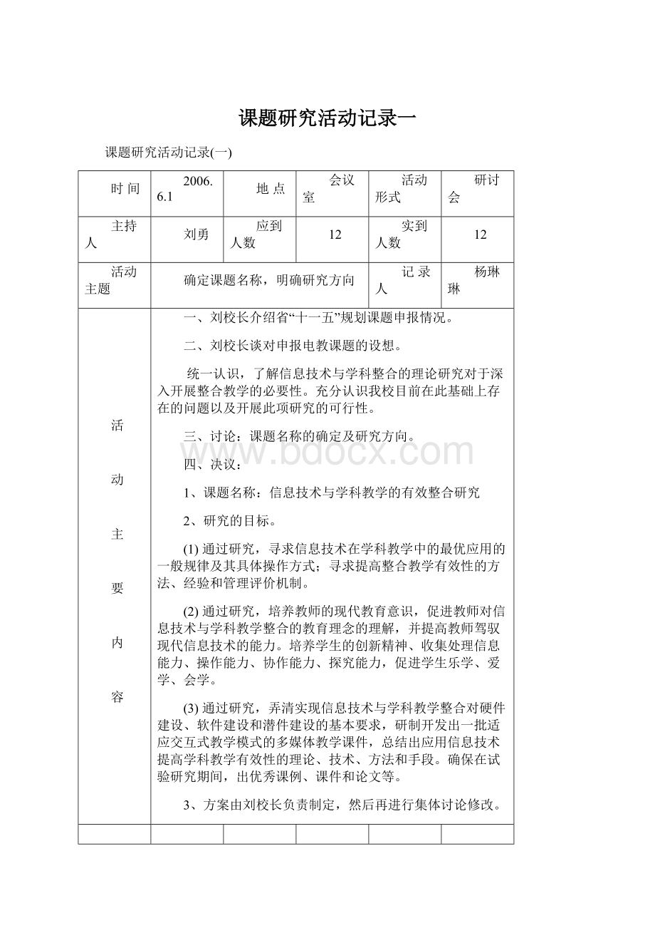 课题研究活动记录一.docx_第1页