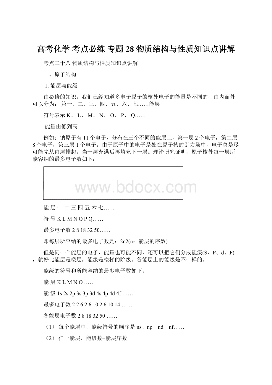 高考化学 考点必练 专题28 物质结构与性质知识点讲解.docx_第1页