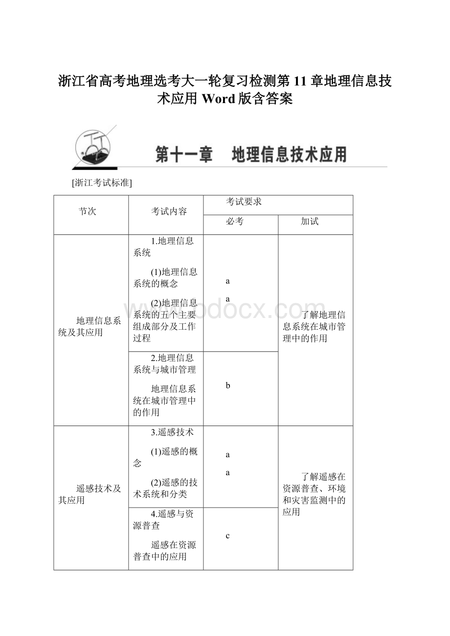 浙江省高考地理选考大一轮复习检测第11章地理信息技术应用Word版含答案.docx_第1页