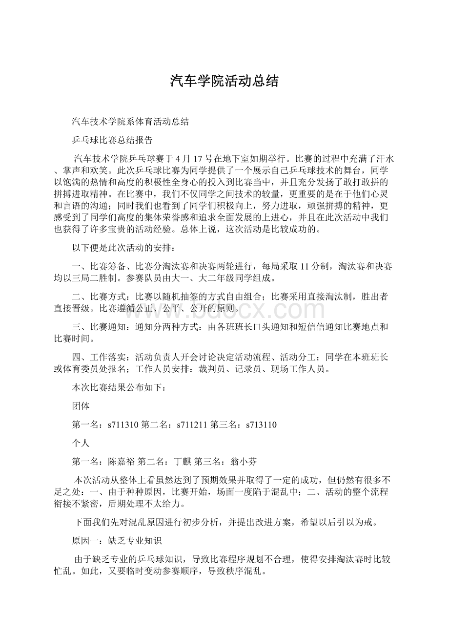 汽车学院活动总结Word文件下载.docx