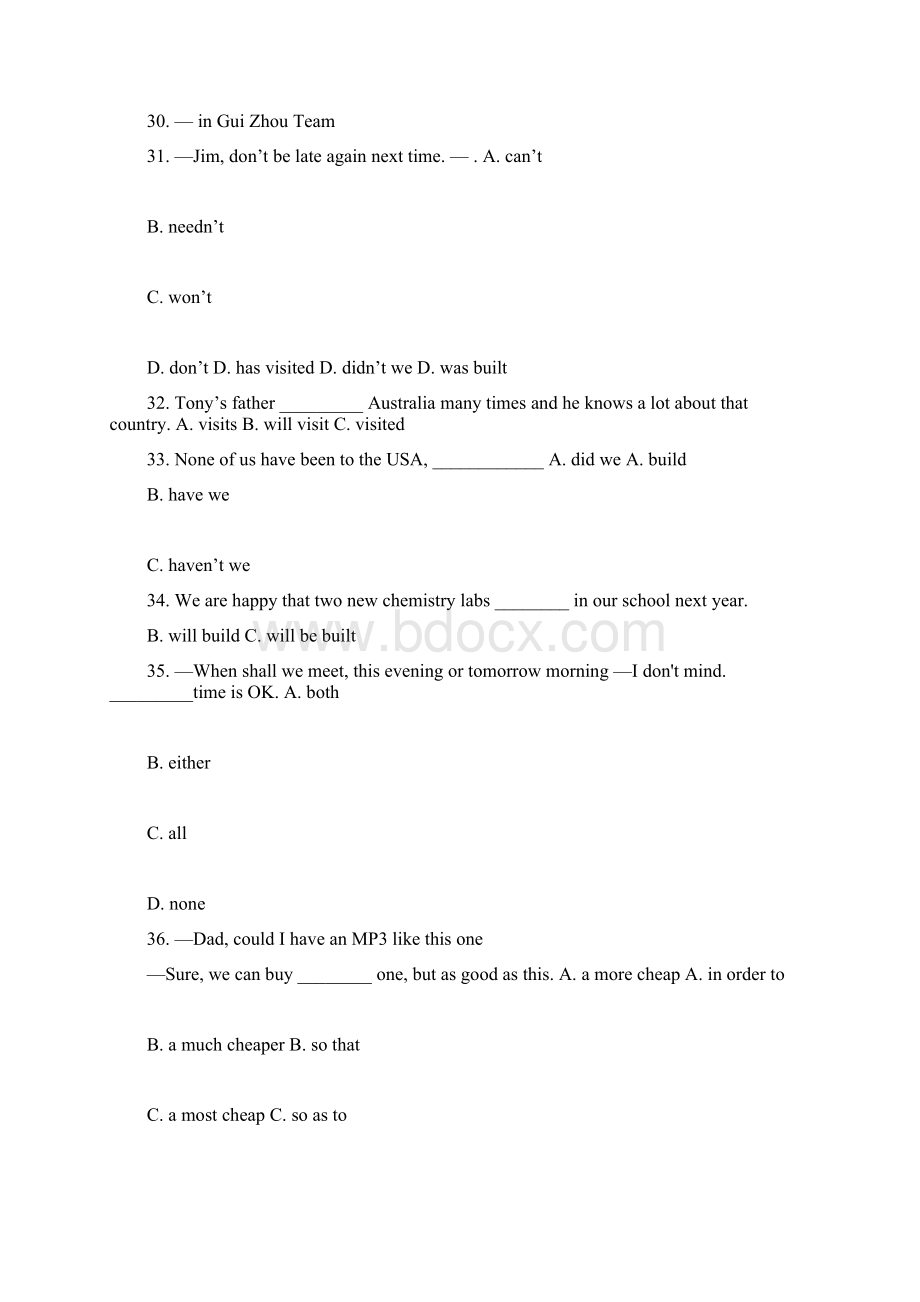 中专报大专升学考试英语模拟试题Word文档格式.docx_第3页